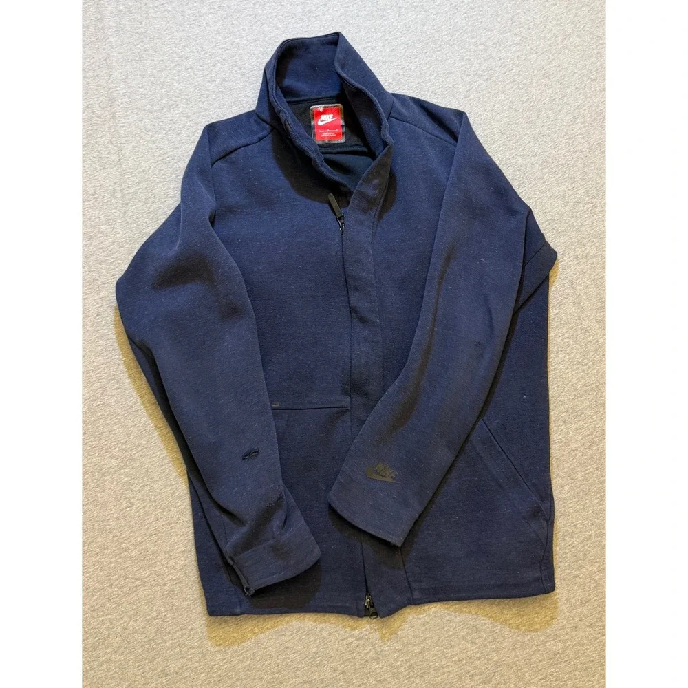 Nike Sportswear Tech Fleece Full Zip Jacket Navy Blue 805164-473 Mens Large
